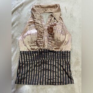 Entry Black Striped Corset Halter Top